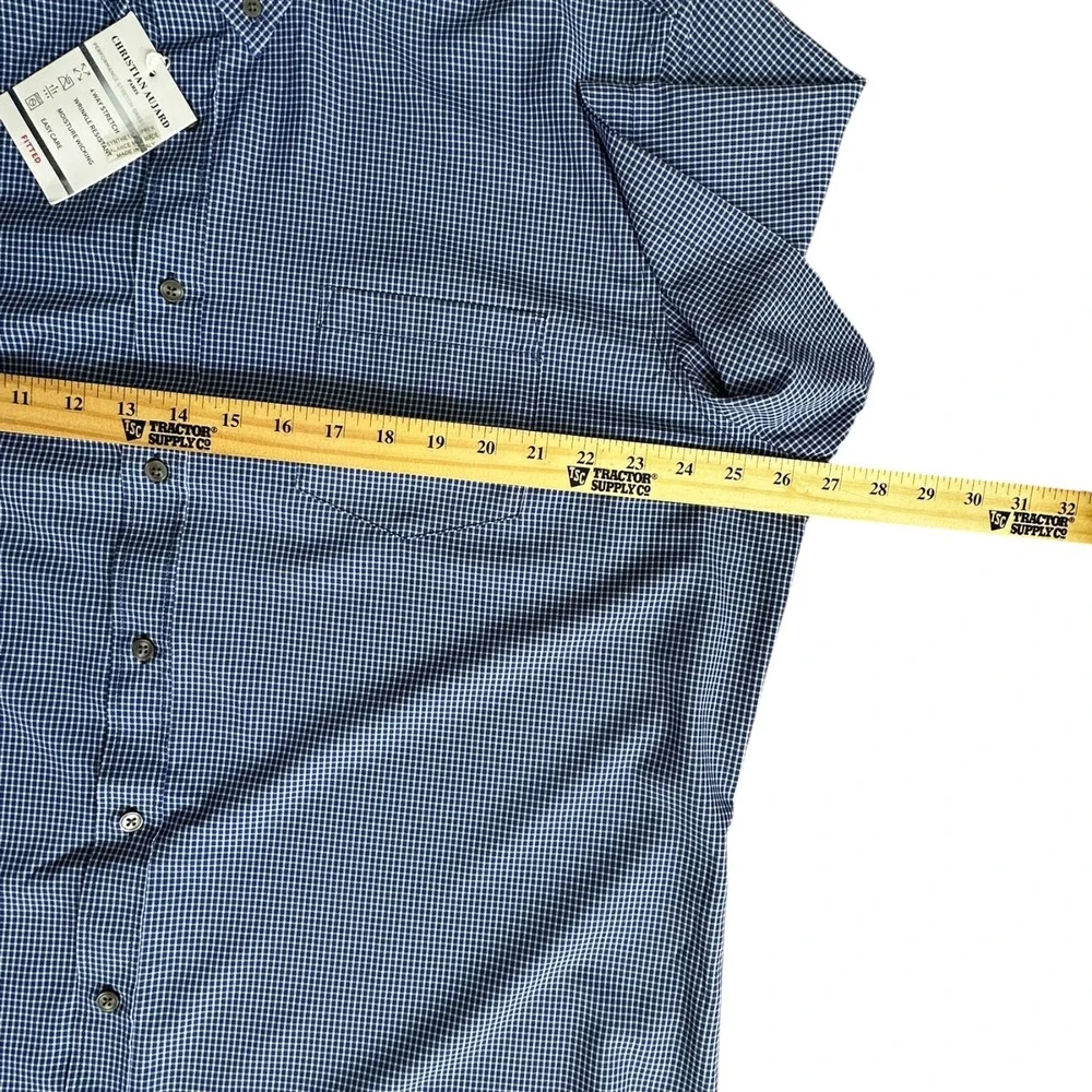 Christian Aujard Fitted Shirt 4-Way Stretch Wrinkle‎ Resistant Blue Size XL - Picture 7 of 15
